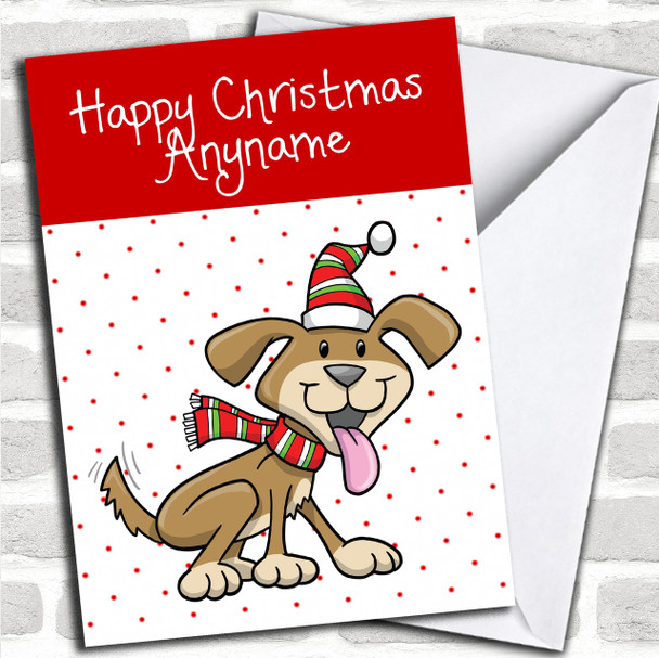 Spotty Dog Tongue Out Children's Personalized Christmas Card