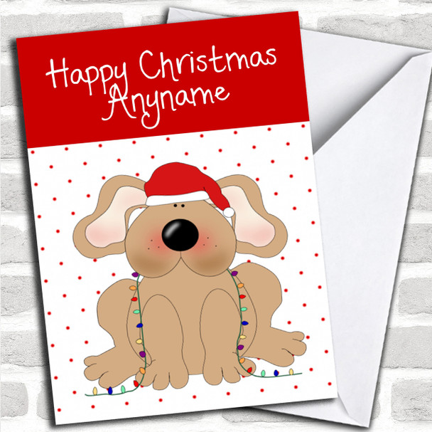 Spotty Dog In Christmas Lights Children's Personalized Christmas Card