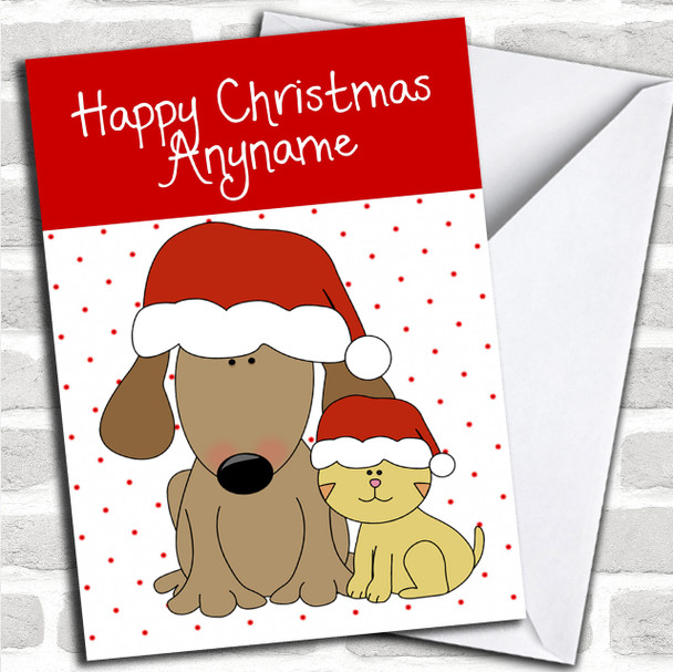 Spotty Dog Cat Children's Personalized Christmas Card