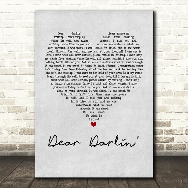 Olly Murs Dear Darlin' Grey Heart Song Lyric Quote Print