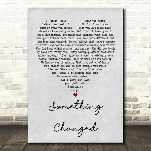 Pulp Something Changed Grey Heart Song Lyric Quote Print