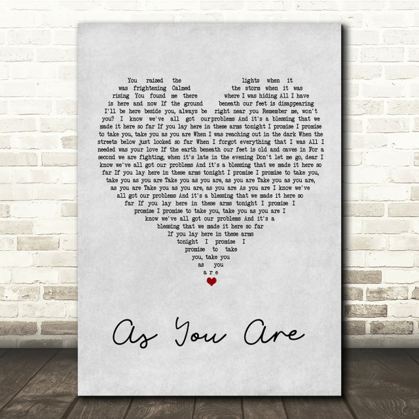 Rag n Bone Man As You Are Grey Heart Song Lyric Quote Print