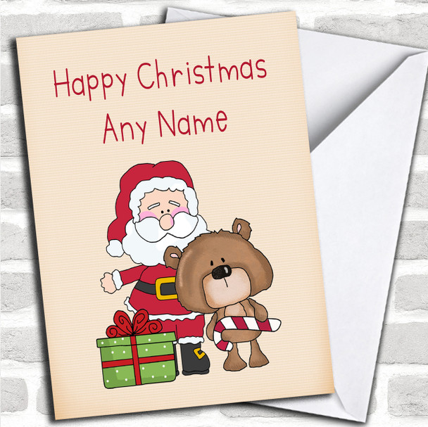 Santa & Bear Children's Personalized Christmas Card