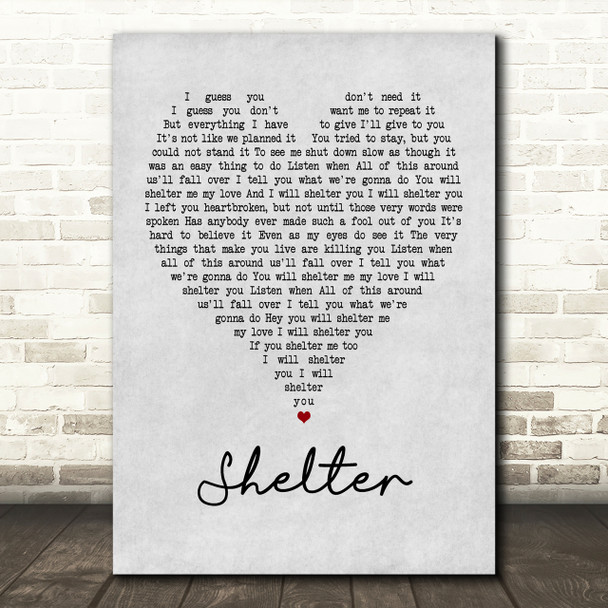Ray LaMontagne Shelter Grey Heart Song Lyric Quote Print