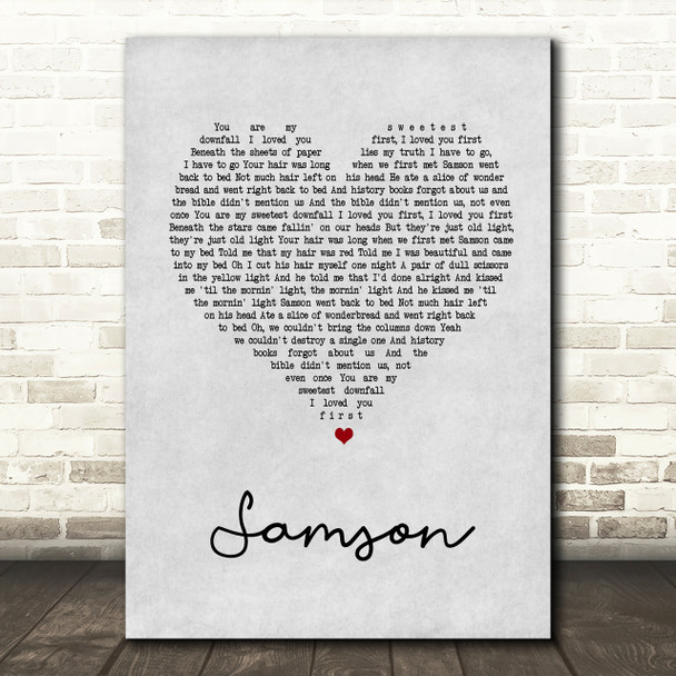 Regina Spektor Samson Grey Heart Song Lyric Quote Print