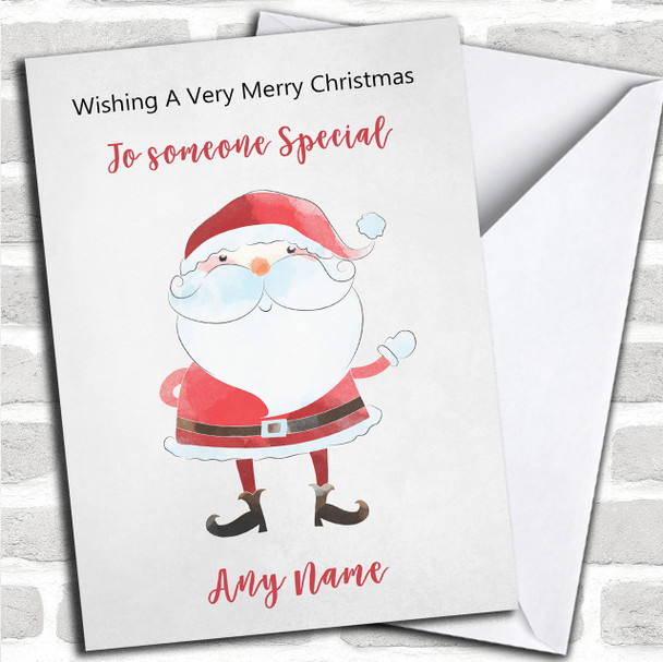 Doodle Watercolour Santa Children's Personalized Christmas Card