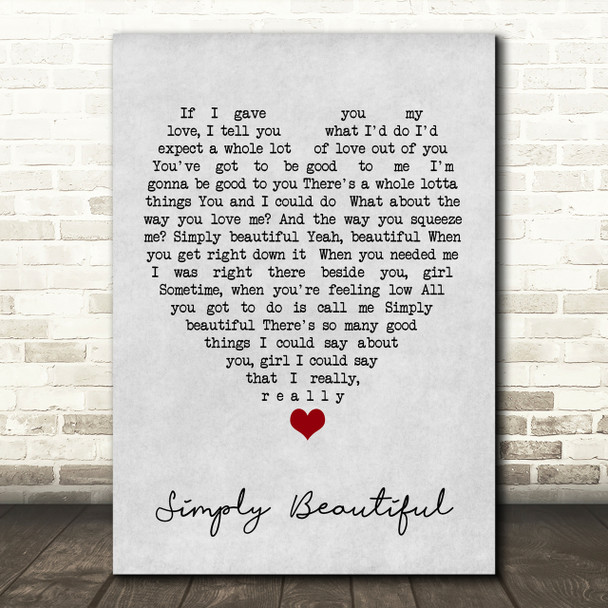 Simply Beautiful Al Green Grey Heart Song Lyric Quote Print