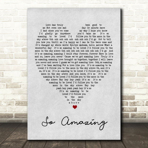 So Amazing Luther Vandross Grey Heart Song Lyric Quote Print