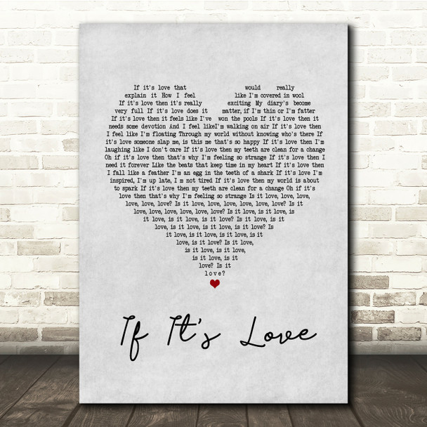 Squeeze If It's Love Grey Heart Song Lyric Quote Print