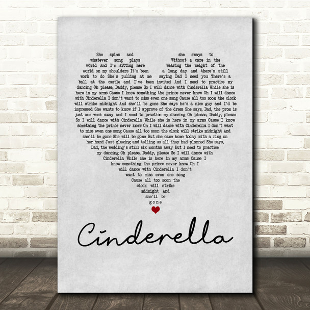 Steven Curtis Chapman Cinderella Grey Heart Song Lyric Quote Print