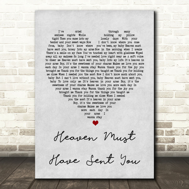 The Elgins Heaven Must Have Sent You Grey Heart Song Lyric Quote Print