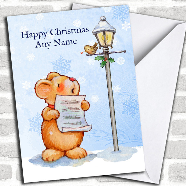 Carol Singing Mouse Children's Personalized Christmas Card