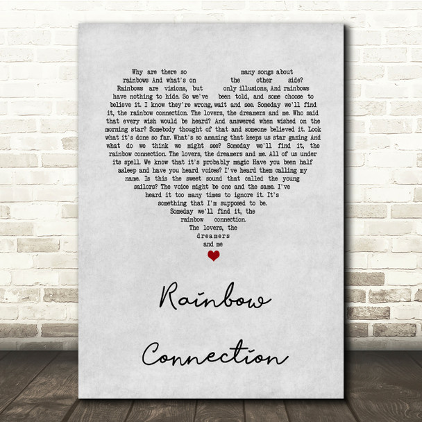 The Muppets Rainbow Connection Grey Heart Song Lyric Quote Print