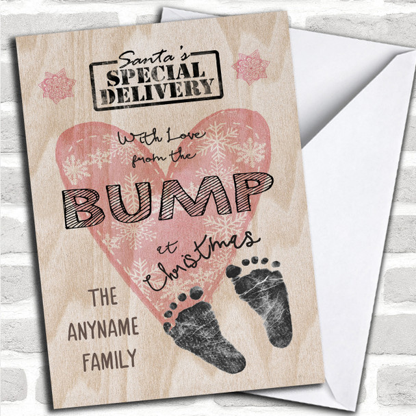 With Love From The Bump Pregnant Personalized Christmas Card