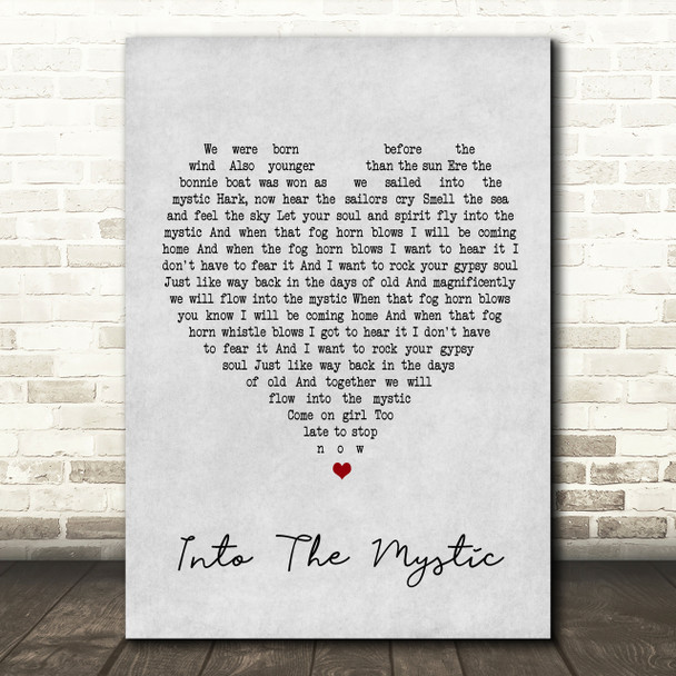 Van Morrison Into The Mystic Grey Heart Song Lyric Quote Print