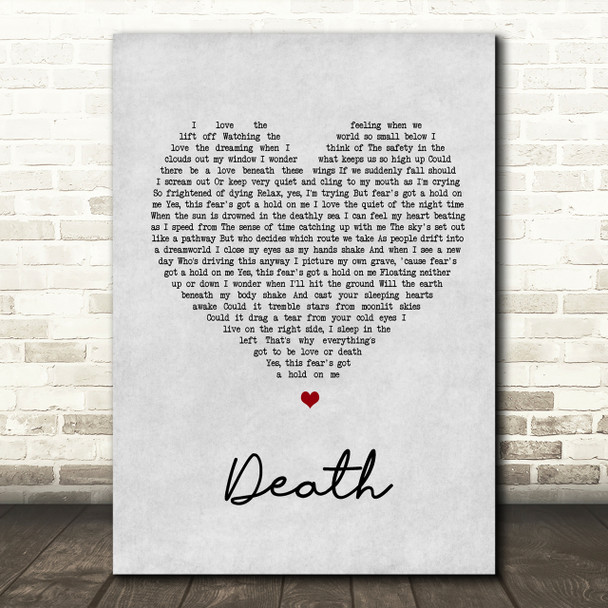 White Lies Death Grey Heart Song Lyric Quote Print