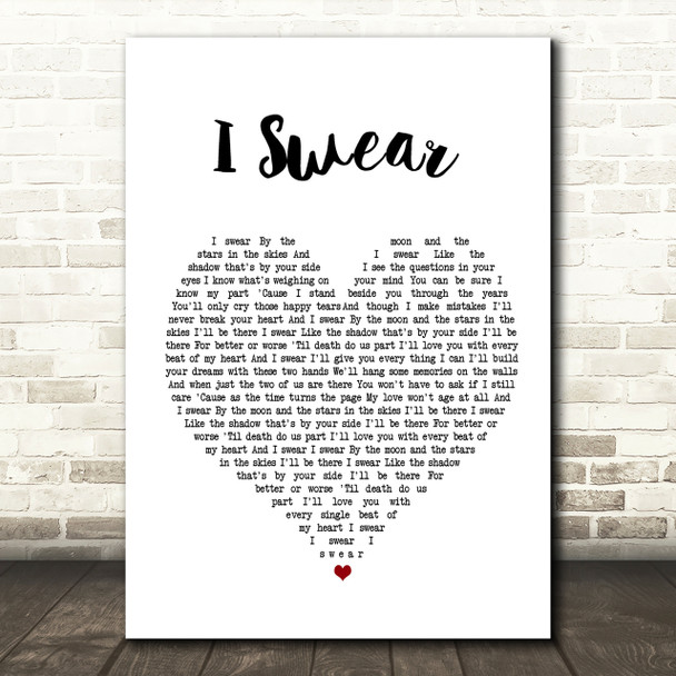 All 4 One I Swear Heart Song Lyric Quote Print