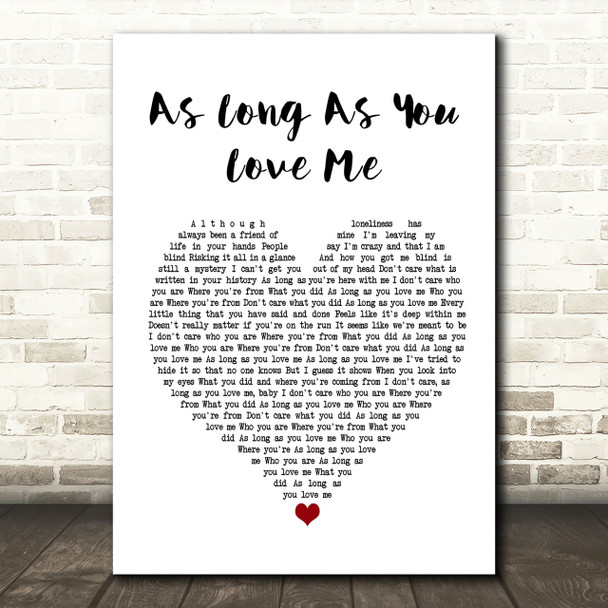 Backstreet Boys As Long As You Love Me Heart Song Lyric Quote Print