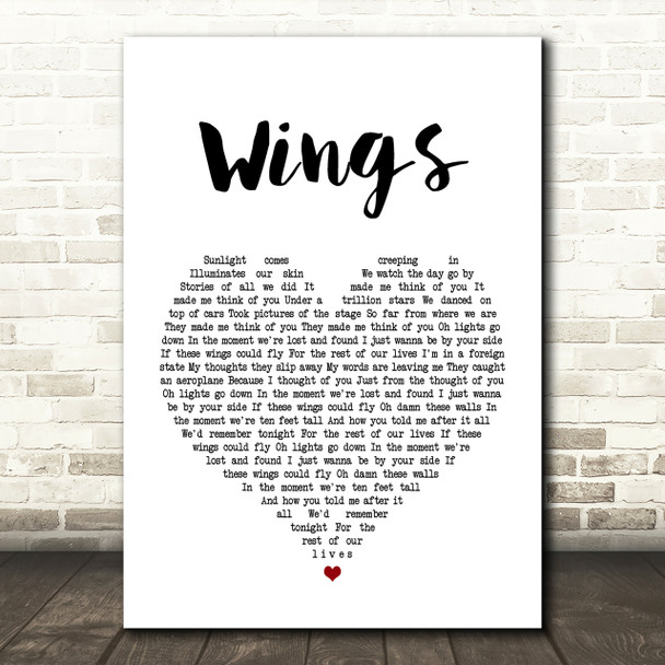 Birdy Wings Heart Song Lyric Quote Print