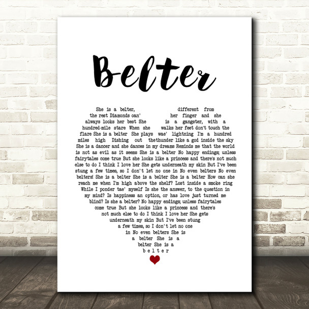 Gerry Cinnamon Belter Heart Song Lyric Quote Print