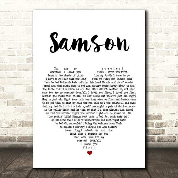 Regina Spektor Samson Heart Song Lyric Quote Print