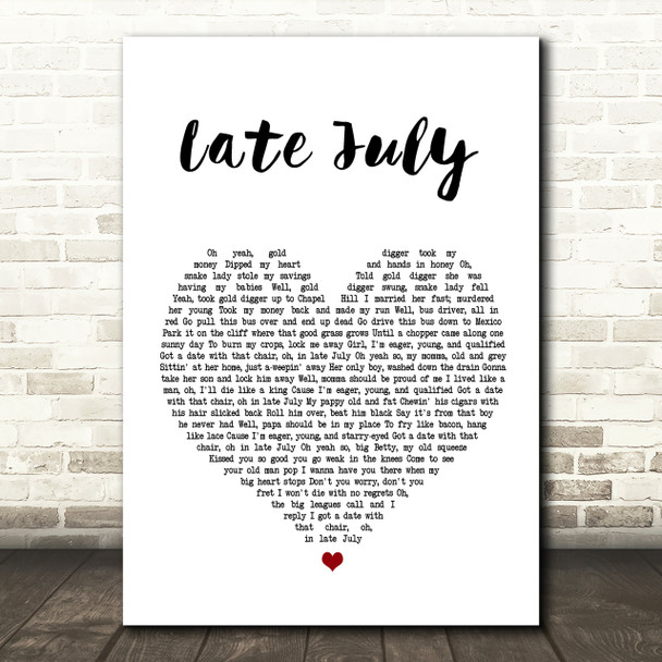 Shakey Graves Late July Heart Song Lyric Quote Print Shakey Graves Late July Heart Song Lyric Quote Print