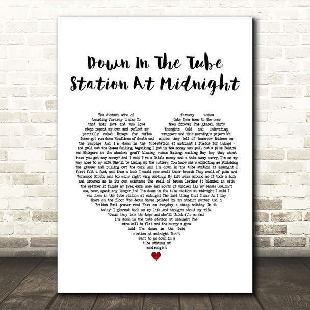 The Jam Down In The Tube Station At Midnight Heart Song Lyric Quote Print
