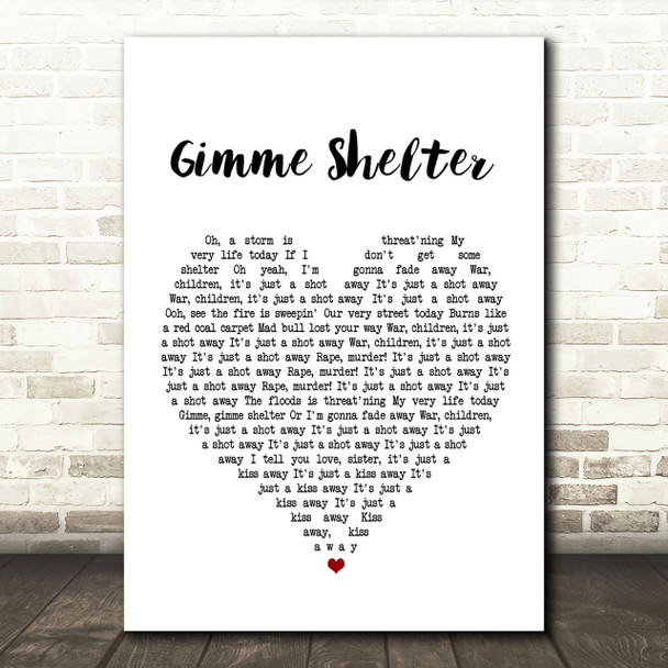 The Rolling Stones Gimme Shelter Heart Song Lyric Quote Print The Rolling Stones Gimme Shelter Heart Song Lyric Quote Print