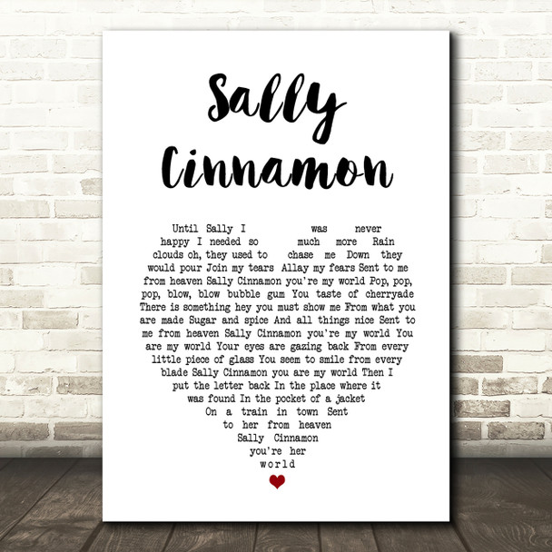 The Stone Roses Sally Cinnamon Heart Song Lyric Quote Print