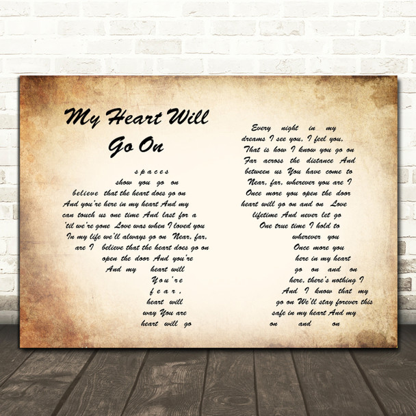 Celine Dion My Heart Will Go On Man Lady Couple Song Lyric Quote Print