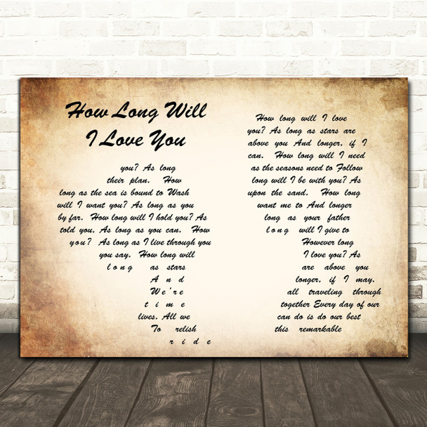 Ellie Goulding How Long Will I Love You Man Lady Couple Song Lyric Quote Print