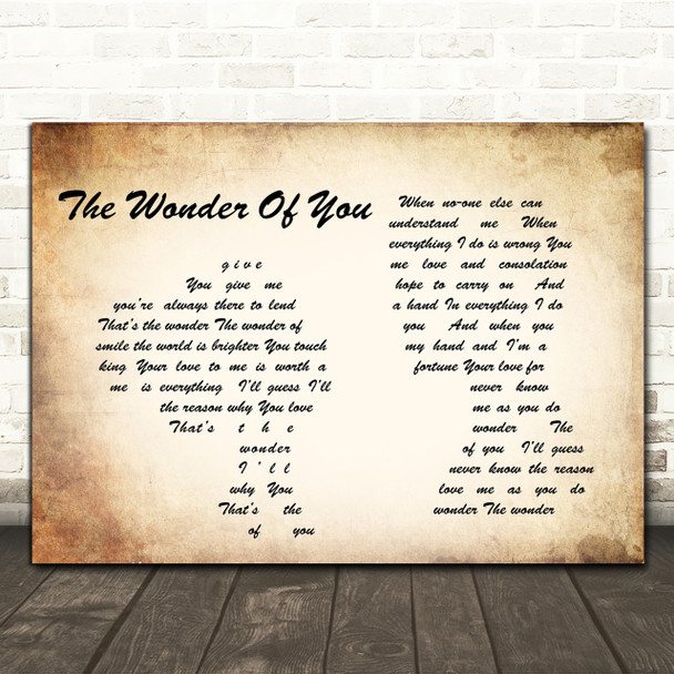 Elvis Presley The Wonder Of You Man Lady Couple Song Lyric Quote Print