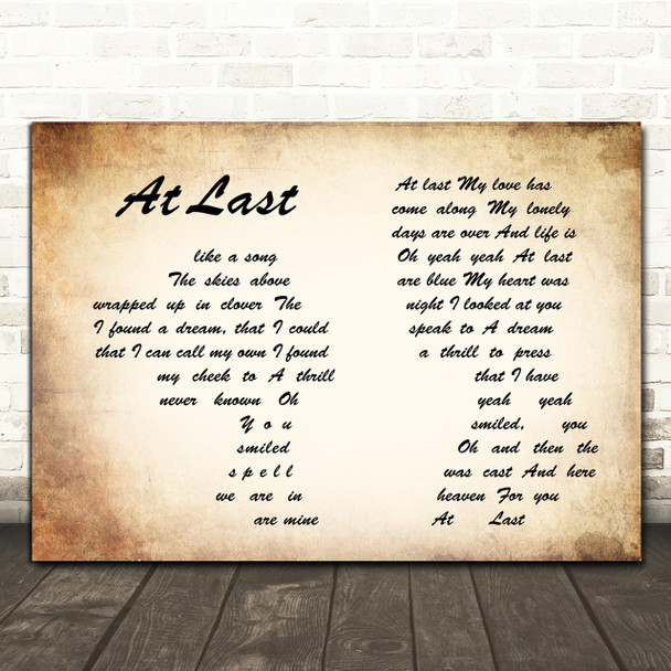Etta James At Last Man Lady Couple Song Lyric Quote Print