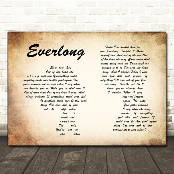 Foo Fighters Everlong Man Lady Couple Song Lyric Quote Print