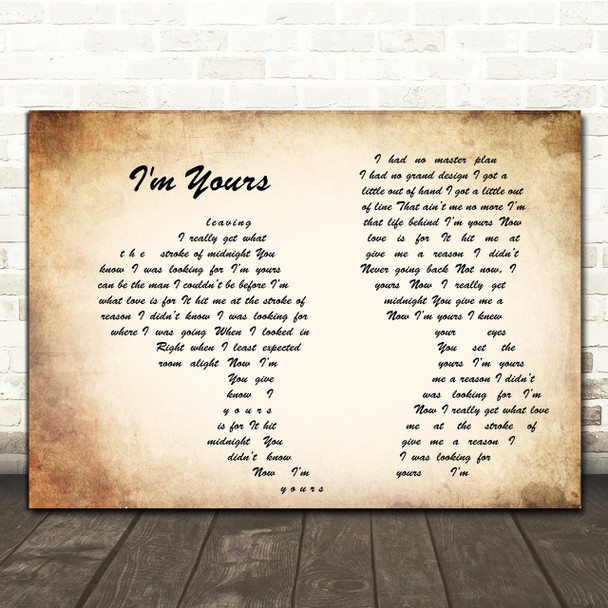 Jack Savoretti I'm Yours Man Lady Couple Song Lyric Quote Print