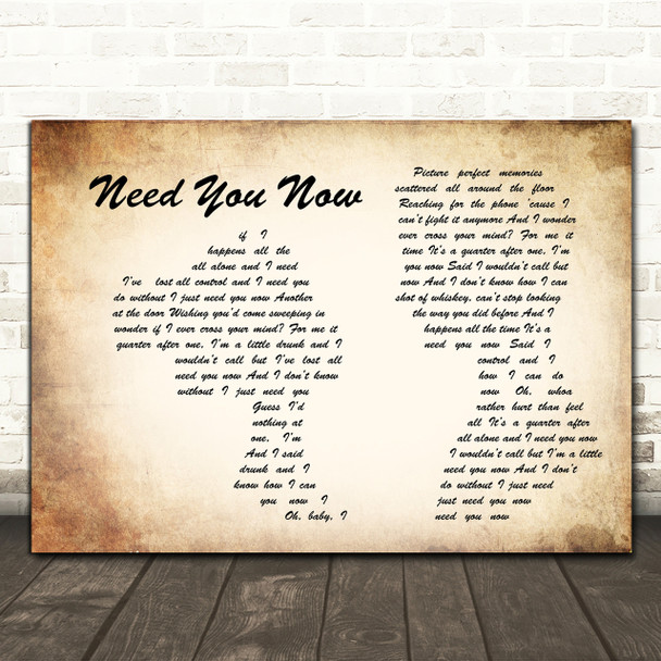 Lady Antebellum Need You Now Man Lady Couple Song Lyric Quote Print