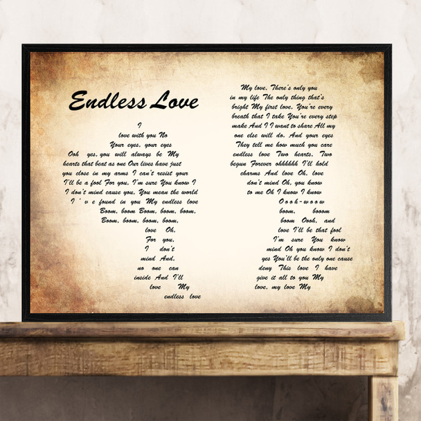 Lionel Richie & Mariah Carey Endless Love Man Lady Couple Song Lyric Quote Print