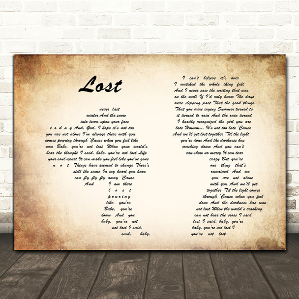 Michael Buble Lost Man Lady Couple Song Lyric Quote Print