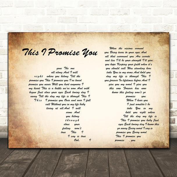 N Sync This I Promise You Man Lady Couple Song Lyric Quote Print