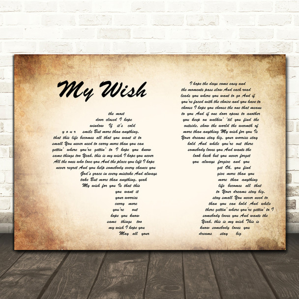 Rascal Flatts My Wish Man Lady Couple Song Lyric Quote Print
