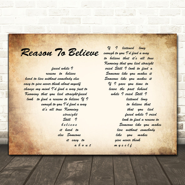 Rod Stewart Reason To Believe Man Lady Couple Song Lyric Quote Print