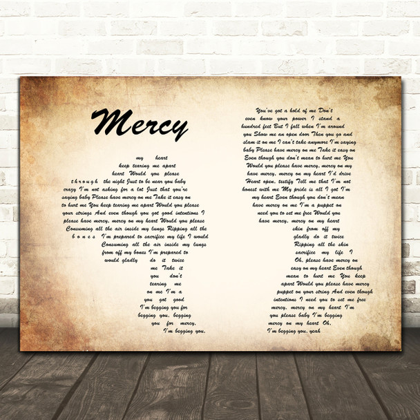 Shawn Mendes Mercy Man Lady Couple Song Lyric Quote Print