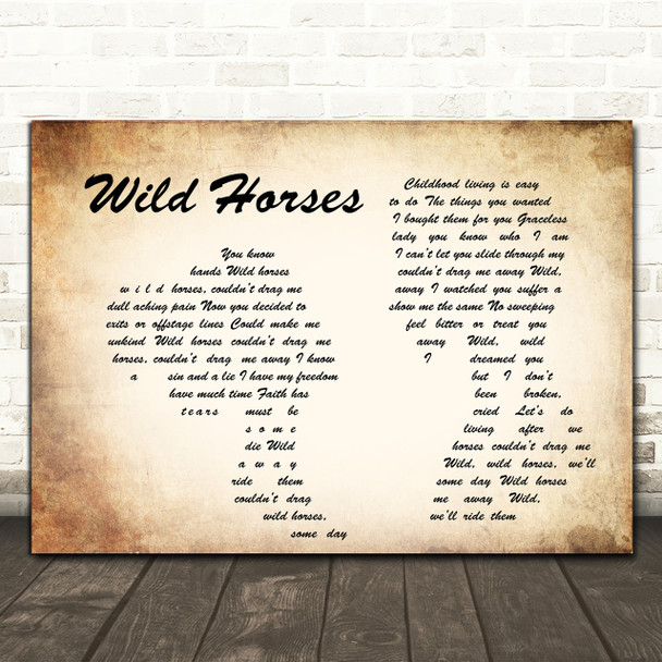 The Rolling Stones Wild Horses Man Lady Couple Song Lyric Quote Print