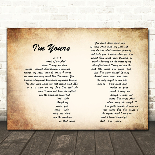 The Script I'm Yours Man Lady Couple Song Lyric Quote Print