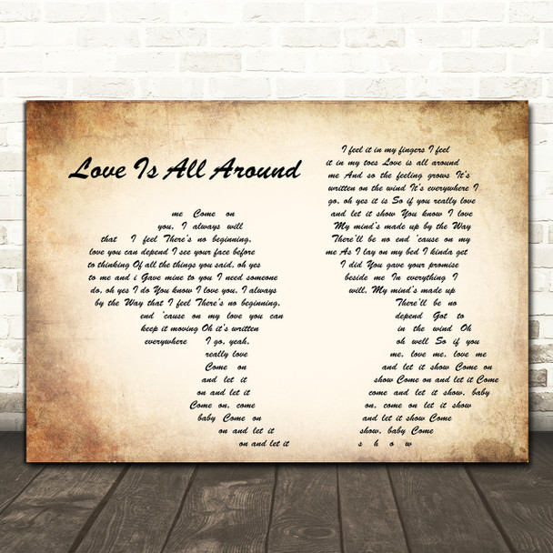 Wet Wet Wet Love Is All Around Man Lady Couple Song Lyric Quote Print