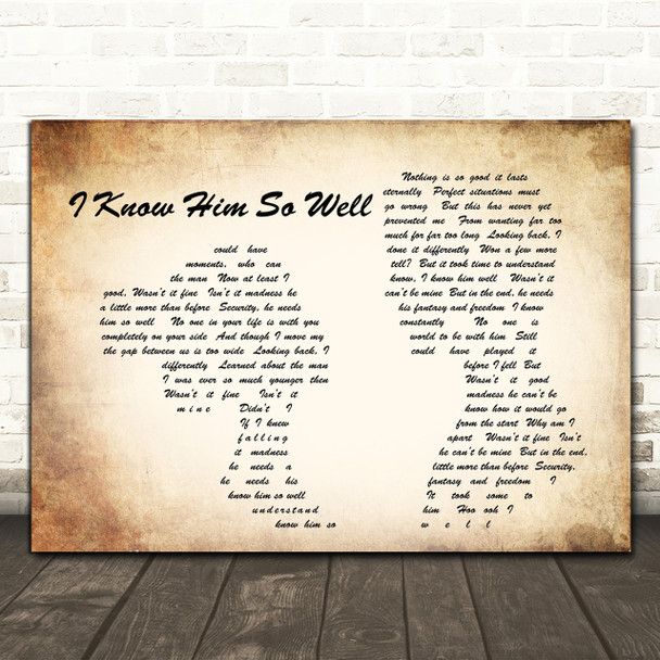 Whitney Houston I Know Him So Well Man Lady Couple Song Lyric Quote Print