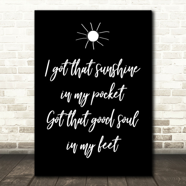 Black Can't Stop The Feeling Justin Timberlake Song Lyric Quote Print