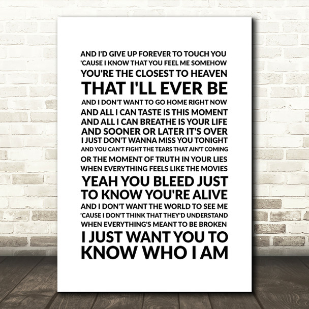 Goo Goo Dolls Iris Song Lyric Quote Print