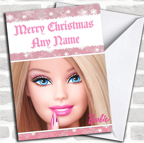 Pink Barbie Personalized Christmas Card