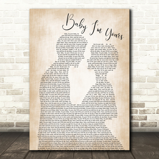 Arctic Monkeys Baby I'm Yours Man Lady Bride Groom Wedding Song Lyric Print